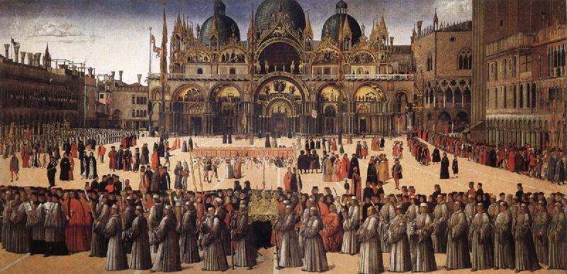 BELLINI, Gentile Procession in Piazza San Marco